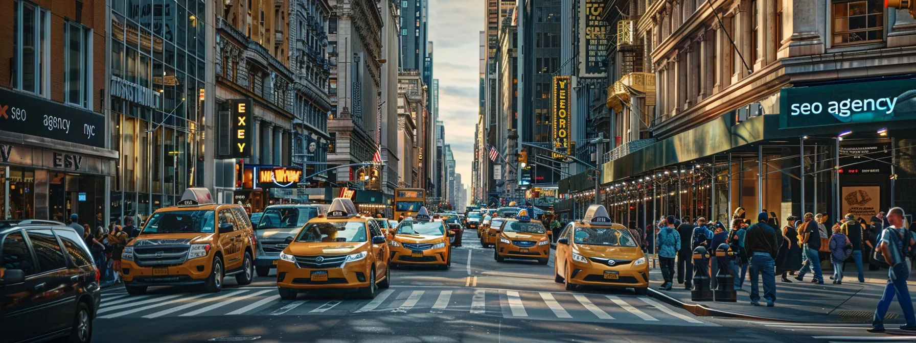 a bustling new york city street with a large digital billboard displaying 