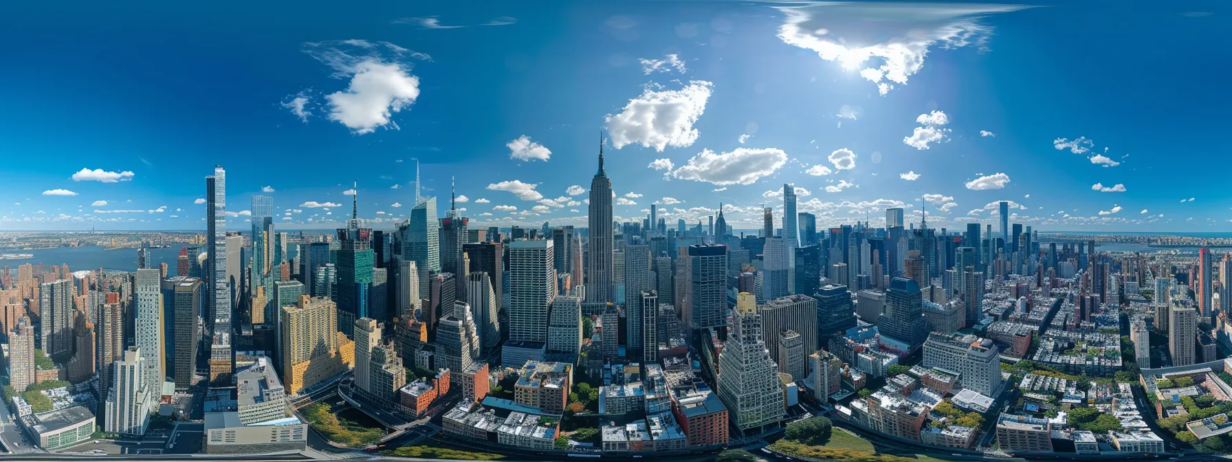 an nyc skyline with skyscrapers reaching towards the sky, symbolizing growth and success for businesses in the city.